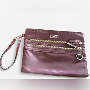Tumi Brown Leather Wristlet Clutch